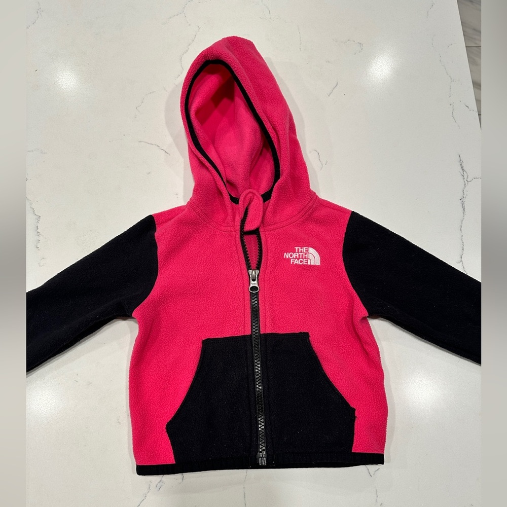 the North Face pink and black baby sweater 6-12month only used couple times
